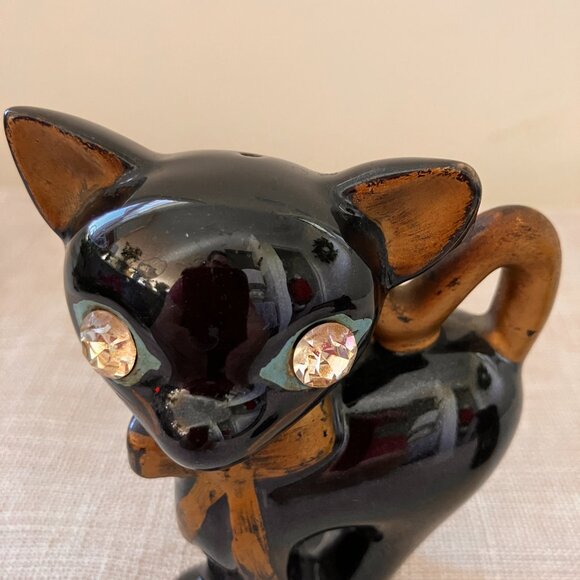 Vintage Lefton Diamond Eyed Black Cats Salt and Pepper Shakers - Picture 11 of 12